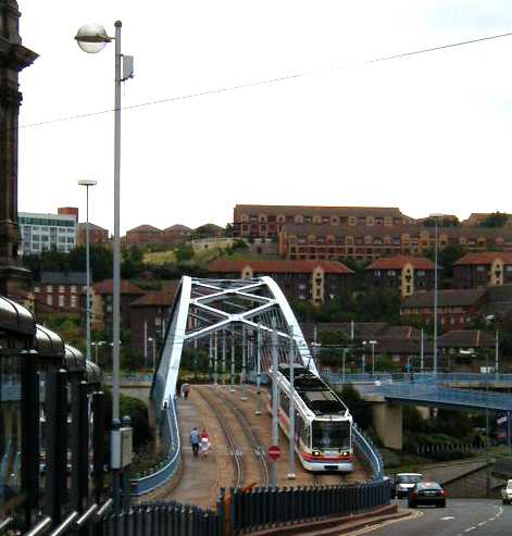 Sheffield Supertram on viaduct